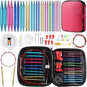 57pcs Aluminum Circular Knitting Needles Set with Ergonomic Handles,13